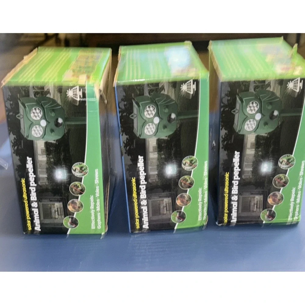 3-Pack Solar Powered Ultrasonic Animal & Bird Repeller